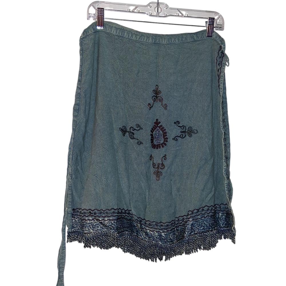 Embroidered Blue Skirt